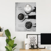 Moderne, minimale zwarte koffiekunst poster (Thuiskantoor)