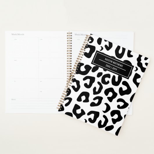 Moderne, minimale zwarte luipaard afdrukken planner (Display)