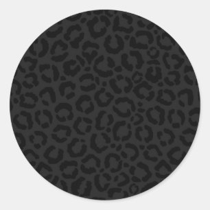 Moderne, minimale zwarte luipaard afdrukken ronde sticker