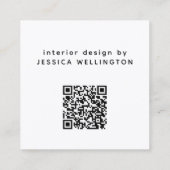 Moderne minimale zwarte monogram QR-code Vierkante Visitekaartje (Achterkant)