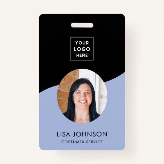 Moderne minimale zwarte QR-code voor personeel Badge (Voorkant)