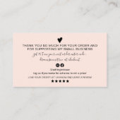 Moderne minimale zwarte roze scriptvolgorde bedank visitekaartje (Achterkant)