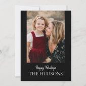 Moderne, minimale zwarte-scriptkalligrafie-feestda feestdagenkaart (Voorkant)