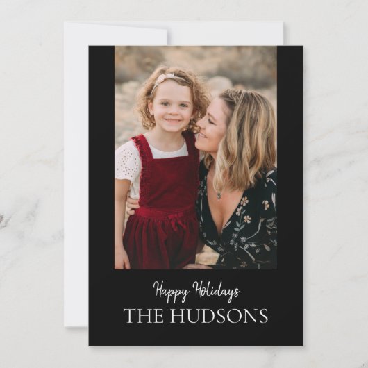 Moderne, minimale zwarte-scriptkalligrafie-feestda feestdagenkaart (Voorkant)