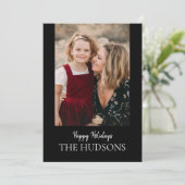 Moderne, minimale zwarte-scriptkalligrafie-feestda feestdagenkaart (Staand voorkant)