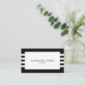 Moderne, minimale zwarte strepen, freelancer visitekaartje (Staand voorkant)