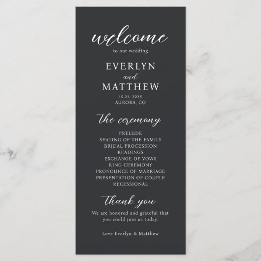 Moderne minimale zwarte Stropdas Wedding Ceremony- (Voorkant)
