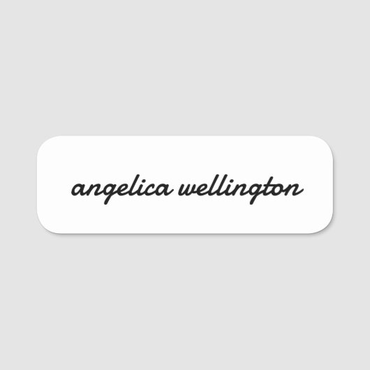 Moderne, minimale zwarte witscript, aangepast naamplaatje (Voorkant)