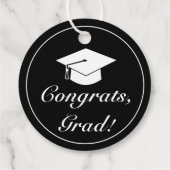 Moderne, minimale zwarte witte Afstuderen Bedankjes Labels (Achterkant)