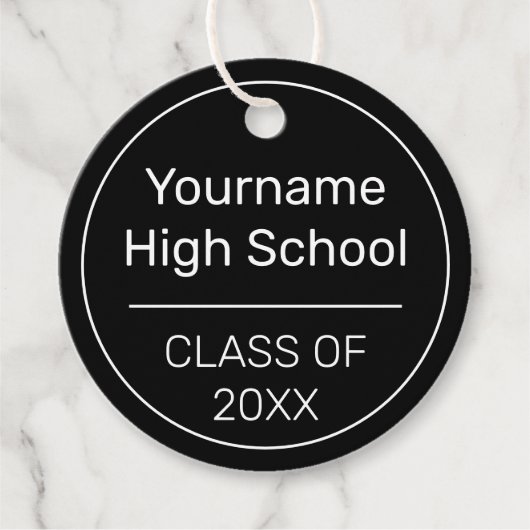 Moderne, minimale zwarte witte Afstuderen Bedankjes Labels (Voorkant)