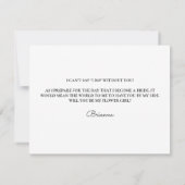 Moderne minimale zwarte witte Bloemenmeisje-voorst (Achterkant)