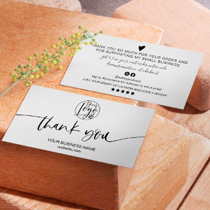 Moderne minimale zwarte witte manuscriptorde dank  visitekaartje