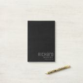 moderne, minimale zwarte witte naam post-it® notes (Op bureau)