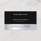 Moderne, minimale zwarte zilver Professional Visitekaartje (Achterkant)