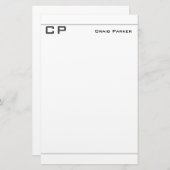Moderne minimaliserende monogram Professional Plai Briefpapier (Voorkant / Achterkant)