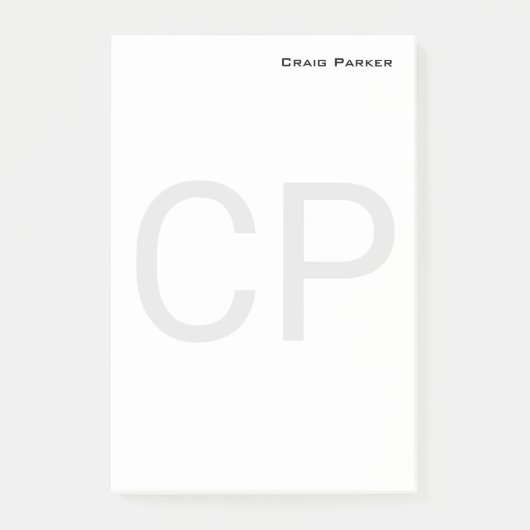Moderne minimaliserende monogram Professional Plai Post-it® Notes (Voorkant)