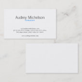 MODERNE MINIMALISME Carte de visite gris/BLEU (Devant / Derrière)