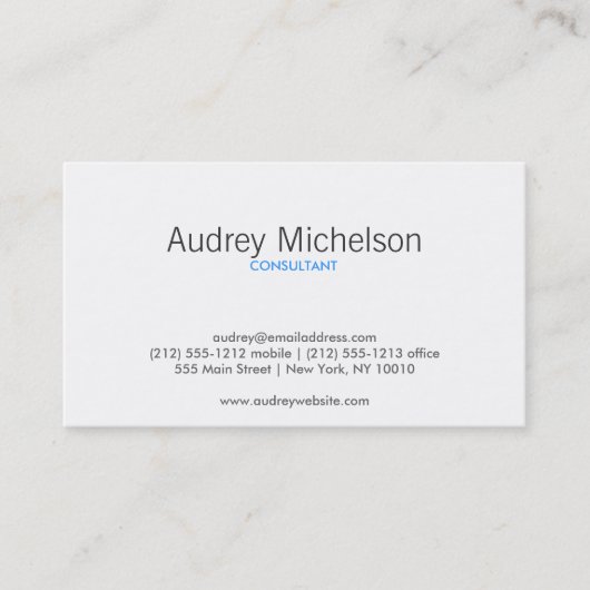 MODERNE MINIMALISME Carte de visite gris/BLEU (Devant)