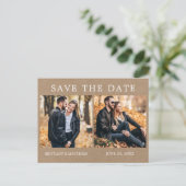 Moderne minimalist 2 foto kraft bewaar de datum briefkaart (Staand voorkant)