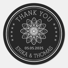 Moderne minimalist Bedankt lijnkunst Bloem Ronde Sticker