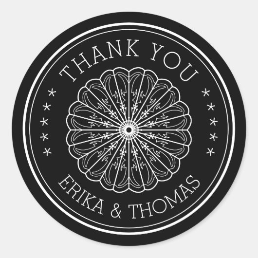 Moderne minimalist Bedankt lijnkunst Bloem Ronde Sticker (Voorkant)