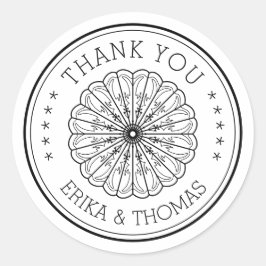 Moderne minimalist Bedankt lijnkunst Bloem Ronde Sticker