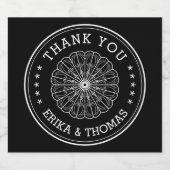 Moderne minimalist Bedankt met Bloem Sparkling Sparkling Wijnetiket (Enkel label)