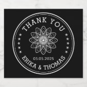 Moderne minimalist Bedankt met Bloem Sparkling Wijnetiket (Enkel label)