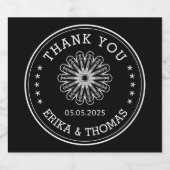 Moderne minimalist Bedankt met lijnkunst Bloem Sparkling Wijnetiket (Enkel label)