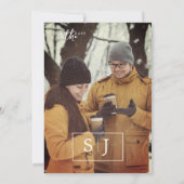 Moderne minimalist Bewaar de datum met Monogram Kaart (Achterkant)