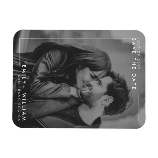 Moderne minimalist Bewaar de datumfoto Magneet (Horizontaal)