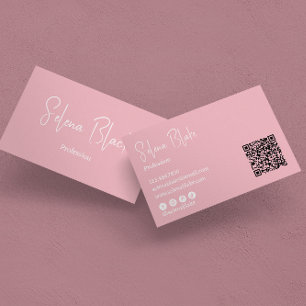 Moderne minimalist Elegante Blossom & QR Code Visitekaartje
