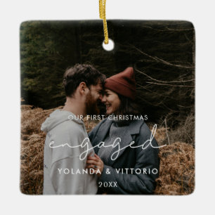Moderne minimalist Onze eerste kerst betrokken Keramisch Ornament
