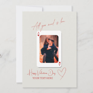 Moderne Minimalist Rood All You Need Is Love Feestdagenkaart