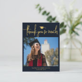 Moderne minimalist voor Navy Blue Gold Script Hart Briefkaart (Staand voorkant)