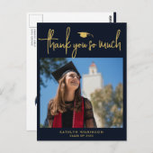 Moderne minimalist voor Navy Blue Gold Script Hart Briefkaart (Voorkant / Achterkant)