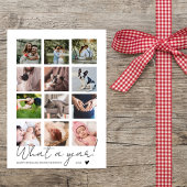 Moderne Minimalist Wat een Jaar Foto Collage Feestdagenkaart