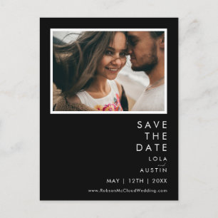 Moderne Minimalist   Zwarte Foto Save The Date Uitnodiging Briefkaart