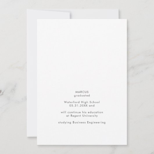 Moderne minimaliste 2023 faire-part diplômé (Dos)