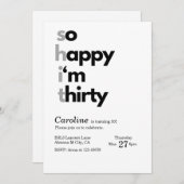 Moderne minimaliste 30e anniversaire Invitation si (Devant / Derrière)