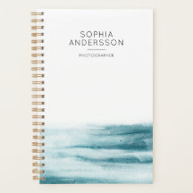Moderne minimaliste Aquarelle Bleue Planner Océan