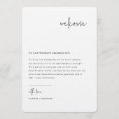 Moderne Minimaliste | Carte de bienvenue de mariag (Devant)