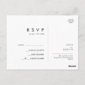 Moderne Minimaliste | Carte de réponse de mariage  (Dos)