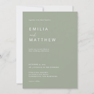 Moderne minimaliste Faire-part de mariage vert Sag