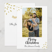 Moderne minimaliste Golden Holiday Carte photo (Devant / Derrière)