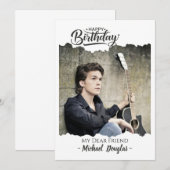 Moderne minimaliste heureux Carte photo d'annivers (Devant / Derrière)