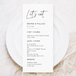 Moderne minimaliste Manger carte menu mariage<br><div class="desc">Mangeons ! Moderne,  simple et propre : adoptez ce design minimaliste écrit à la main pour votre papeterie mariage. Couleurs entièrement personnalisables.</div>