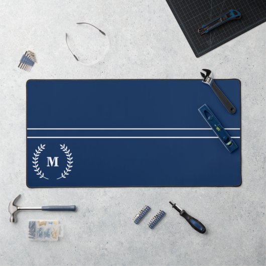 Moderne minimaliste Marine bleu Nom monogramme (Poste de travail)