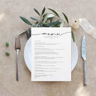 Moderne Minimaliste Menu de Mariage