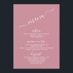 Moderne minimaliste Pastel Mariage Table Carte Men<br><div class="desc">Moderne minimaliste Pastel Menu Mariage en Rose sauvage Couleur rose Élégant 5x7" Mariage Table Cartes Menu Plat Menu Élégant Calligraphie Manger et Boire Menus Mariage | Calligraphie simple Menus Mariage rustique Menus Mariage,  Menu Mariage rustique,  Menu Mariage Floral,  Menu Table Mariage,  Cartes de Menu Mariage Pastel</div>